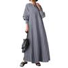 Rochie maxi Lungime la glezne Cusut fin versatila Robe cu dungi populare pentru dama Rochie maxi Imbracaminte stradala