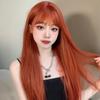 Long Straight Dirty Orange Wig With Bangs Synthetic Hair Wigs Bang With Wig For Women