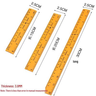 15/20 Cm Yellow Wooden Ruler - Multipurpose Straight Ruler for Learning