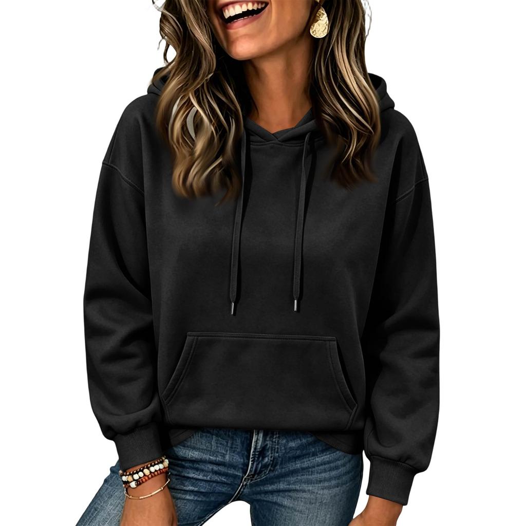 Felpa Casual da Donna Colore Spalle Cadenti Manica Lunga Pullover