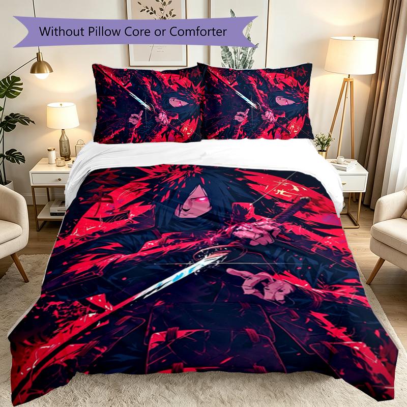 3pcs Game Role Naruto Duvet Cover Set, Home Printed Bedding Set, Breathable and Cozy Bedclothes Suitable For Festival Decor