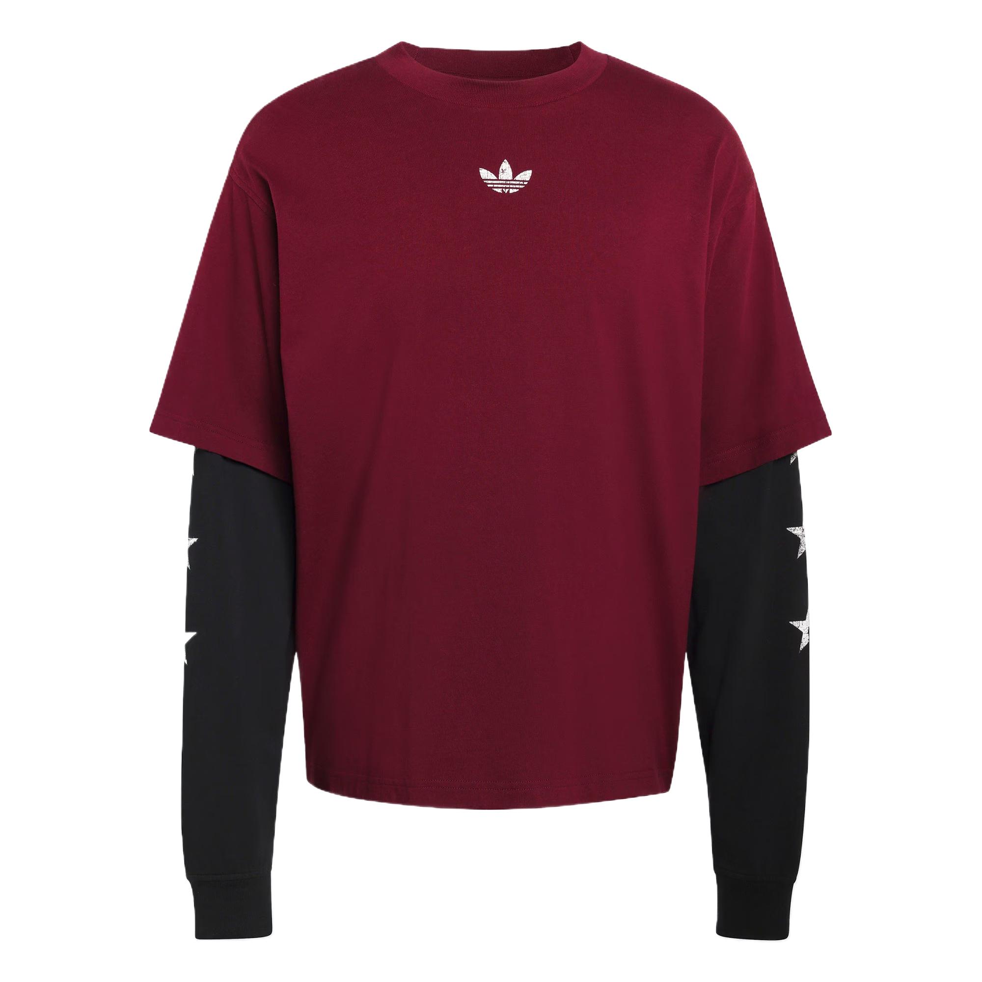 Adidas Originals T Shirts Men s Dark Reddish Purple/Black Crew Neck KF1869 2XL