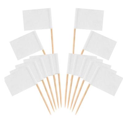100 Stück Blanko Zahnstocherfähnchen Mini Lebensmitteletiketten mit Holzstäbchen Käse Marker Picks für Cupcake Topper Partydeko