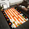 Pumpkins, Autumn Leaves, and Daisies Striped Black Carpet Decor Suitable for Use As an Anti-slip for Living Room Bedroom Sofas