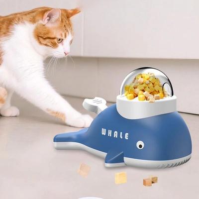 Whale-Shaped Slow Feeder Dog Toy Press-Activated Transparent Window Cat Puzzle Treat Dispenser Adjustable Hole Anti-slip Base