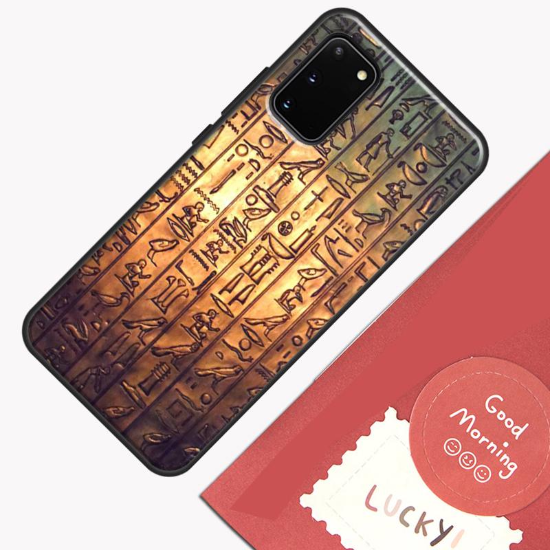 Egyptian Hieroglyphics Symbols Phone Case For Samsung Galaxy S25 S26 Ultra S20 S21 S22 S23 S24 Plus S9 S10 S25 FE Cover Shell