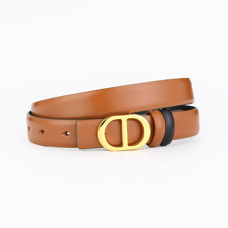 Genuine Leather Doublesided Belt For Women With Alloy Buckle For Casual And Office Wear