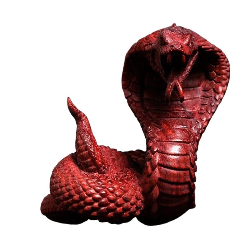 Decorazione Cobra Imperatore in Palissandro Naturale, Serpente Zodiacale, Intaglio in Legno, Pezzo di Ornamento a Mano, Piccolo Ornamento dalla Personalità Creativa