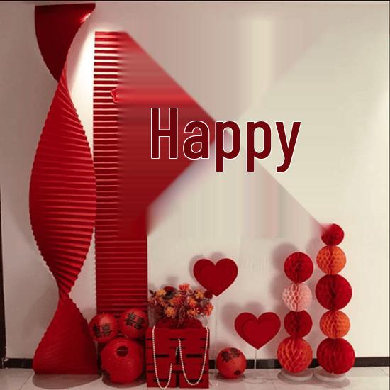 3D Floral Wedding Decor Set: Paper Flowers & Double Happiness Wall Stickers for Bedroom & Living Room