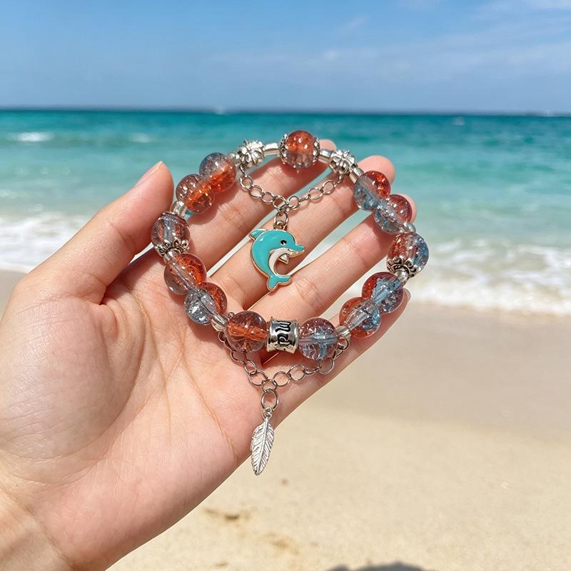 Summer Special Two-Tone Glass Beads Floral Bracelet – Luxurious & Soft Design for Women and Students