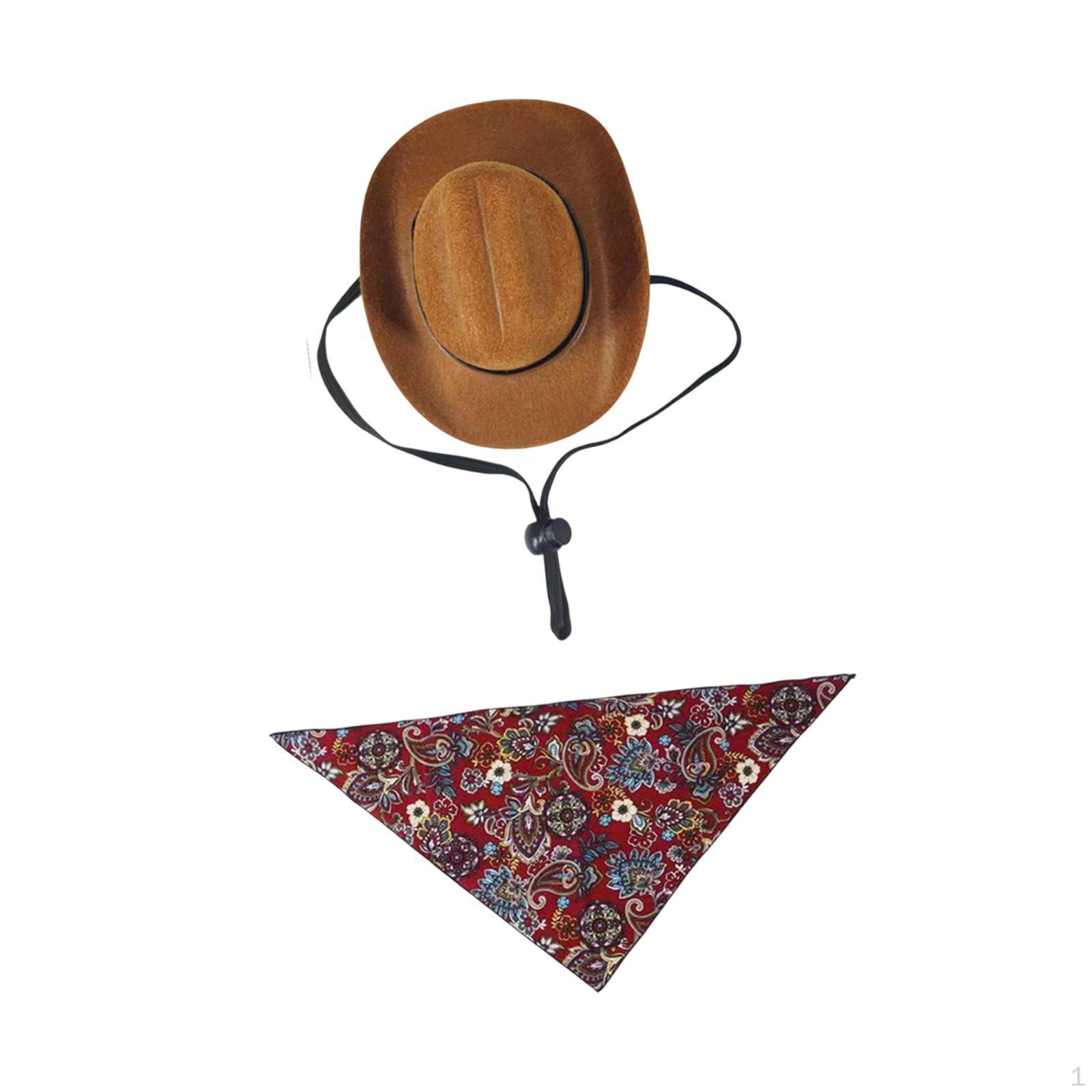 

Ковбойская шляпа и бандана для домашних животных, костюм на Хэллоуин для собак и кошек Red S