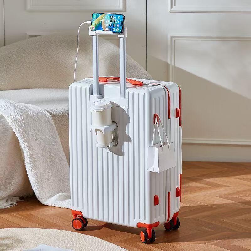

OEING Front Cover Password Travel Suitcase with USB and Cup Holder 20 inch