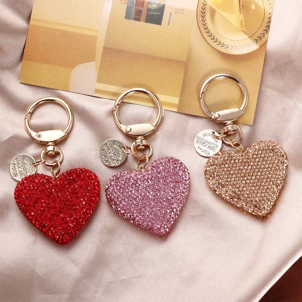 Accessories Backpack Pendant Rhinestone Keys Holder Key Ring Crystal Keyring Love Heart Keychain