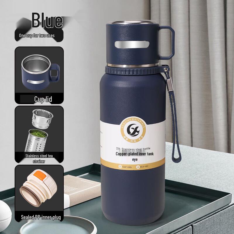 ZISIZ Large Capacity Dual-Drink Outdoor Water Bottle 1000ml