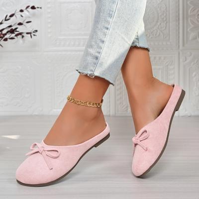 Small Round Head Bow Flat Shallow Mouth Single Shoes for Women 2026 New One-foot Slip-on Soft Sole Shallow Mouth