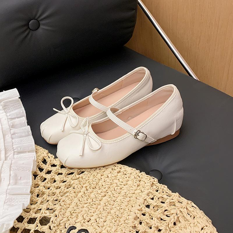 Women's Shoes with Increased Inner Belt French Ballet Shoes, Fairy Style Silver Mary Jane Shoes