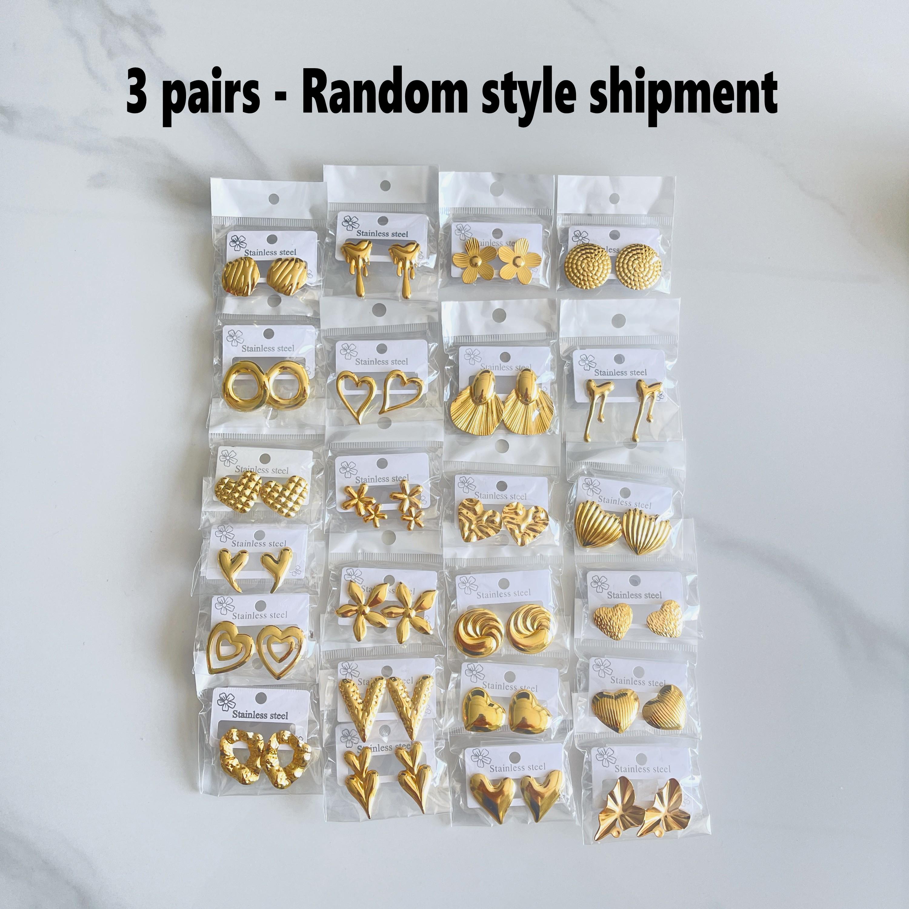 

Модные женские серьги из нержавеющей стали, повседневные ювелирные аксессуары в подарок друзьям, стиль «счастливая упаковка», отправка случайным образом