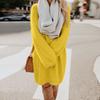 Maglione da donna a manica lunga, girocollo, tinta unita, caldo, per autunno e inverno, mini abito