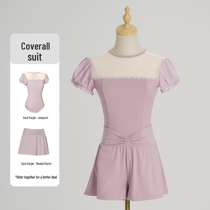 Adult Puff Sleeve Ballet & Gymnastics Body Shaping Suit - Short Sleeve Dancewear for Practice & Exams