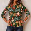 Women's Christmas Print Long Sleeve Neck Pullover Top