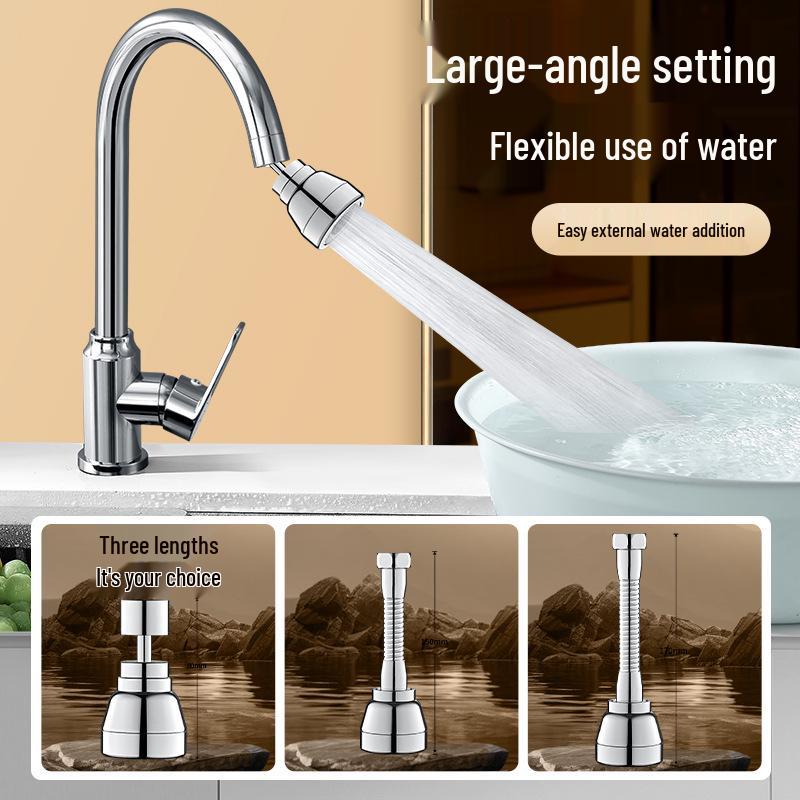 Universal Rotatable Shower Head with Splash-Proof Faucet Extension for Kitchen