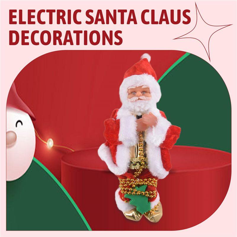 ABIY Happy New Christmas Decorations Santa Claus Automatic Climbing On Rope For Home Indoor Shop Xmas Gift Wall Window