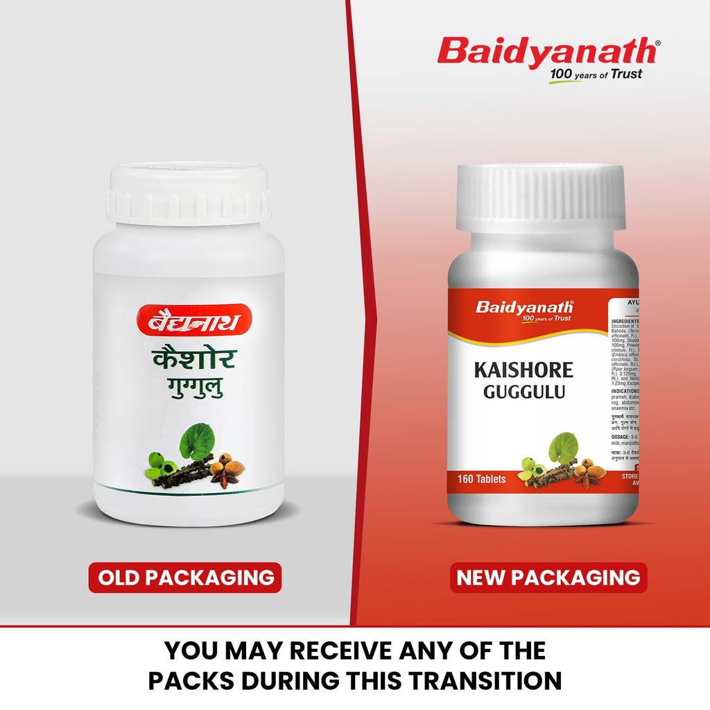 Baidyanath Kaishore Guggulu Tablets 160 Count – Herbal Dietary Supplement For Body Detox, Healthy Aging Support And Natural Wellness Balance