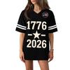 Women V Neck Casual Loose Fit Sports Jersey Top with 250th Anniversary Print Short Sleeve Independence Day Shirt