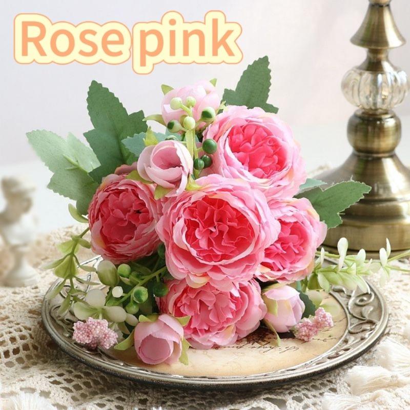 

1-5PCS Artificial Flowers Silk Peony Bouquets Scrapbooking Wedding Wreaths Fake White Roses Vase Home Bridal Bouquets Decoration 1pcs