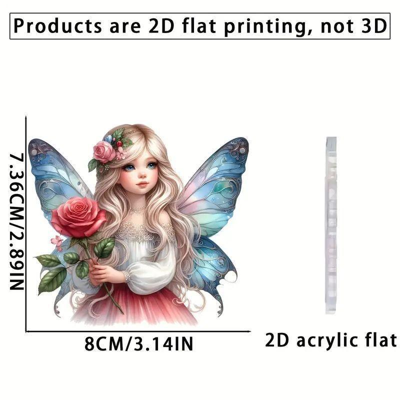 

Pink Lovely Acrylic Angel Keychain With Wings For Fashionable Car Decor Interior 1