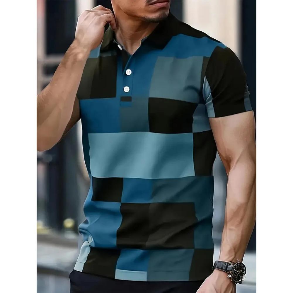 Летняя новая мужская рубашка-поло 2026 года — это повседневная и модная уличная одежда в клетку. S