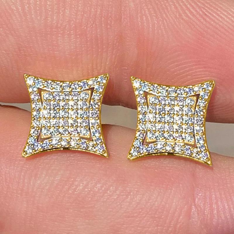 

Серьги-пусеты с микро-инкрустацией цирконами, геометрический дизайн ромба, ювелирные изделия для повседневного ношения во французском стиле