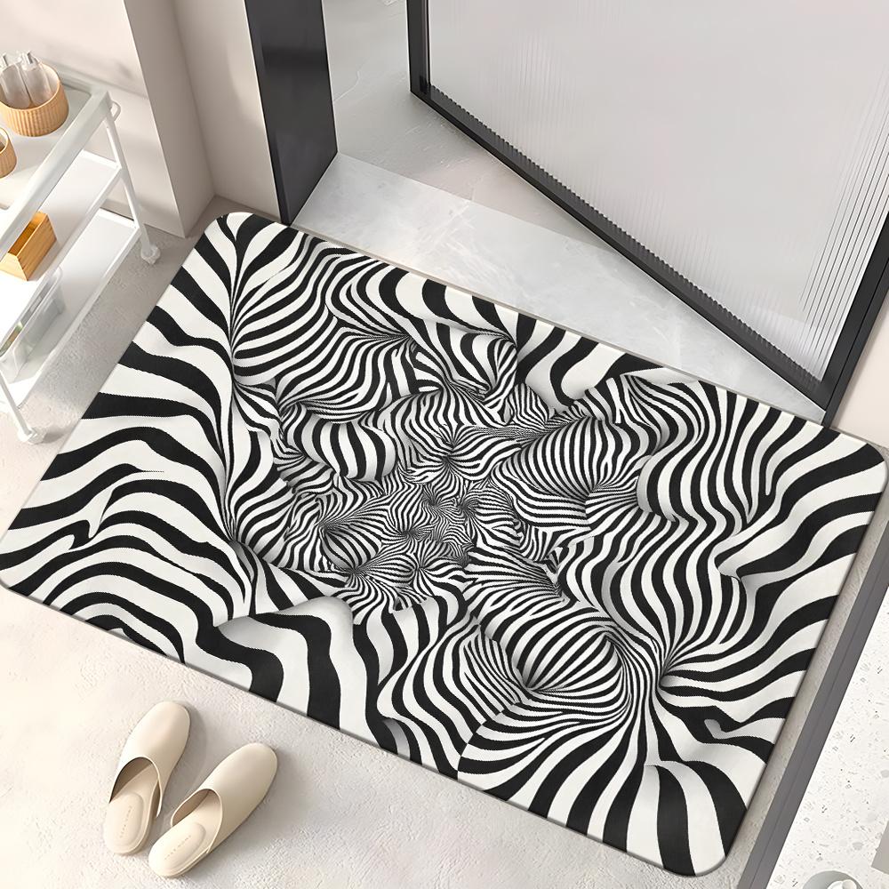 

1pc 3D Optical Illusion HD Printed Doormat, Non-Slip Microfiber Polyester Absorbent Rug, Machine Washable, for Bedroom, Living R 40x60cm
