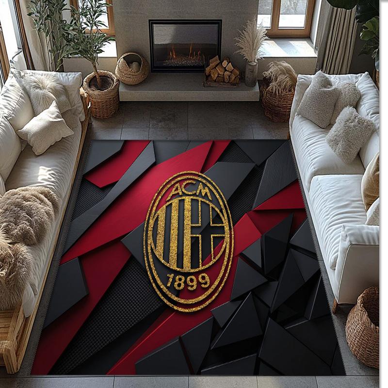 AC Milan Printed Flannel Area Rug Non Slip Soft Polyester Floor Carpet Indoor Decor Mat for Bedroom Living Room Sofa Game Room Home Decoration