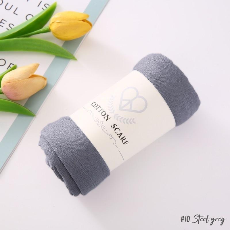 Fancy Fine Pleated Rayon Cotton Scarves Micro Crinkle Soft Cotton Long Shawl Factory Hemming Cheap Price Hijab