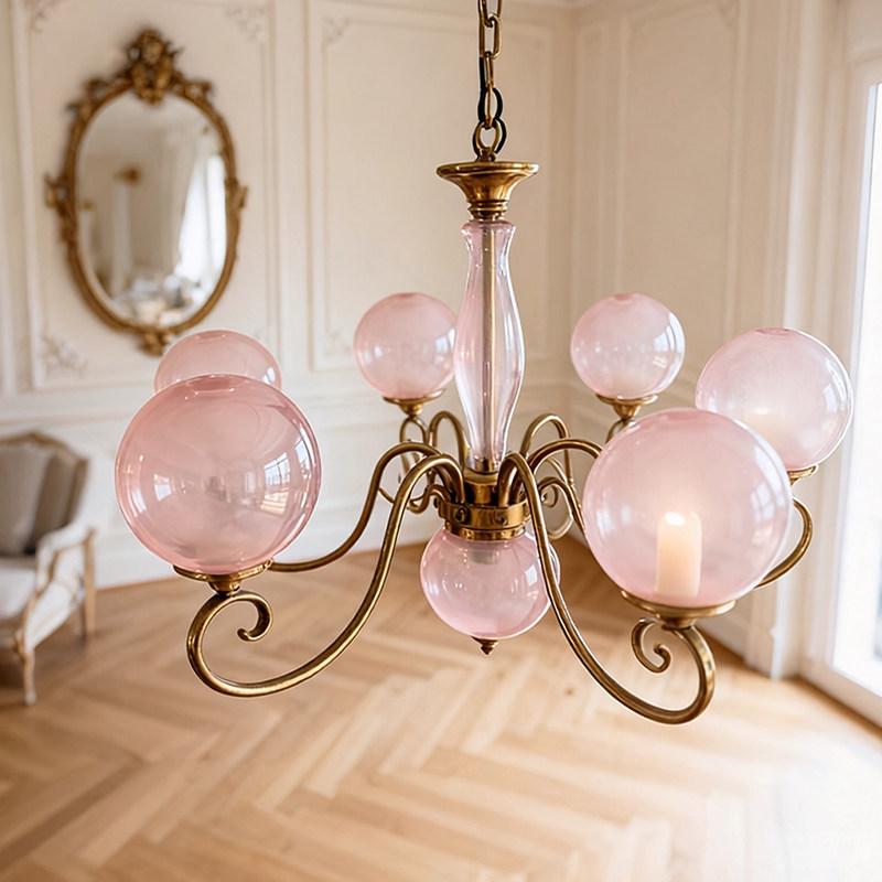 MZISOSOD French Vintage Wrought Iron Glass Chandelier for Living Room Dining Room Bedroom Lighting Fixtures Mid Century