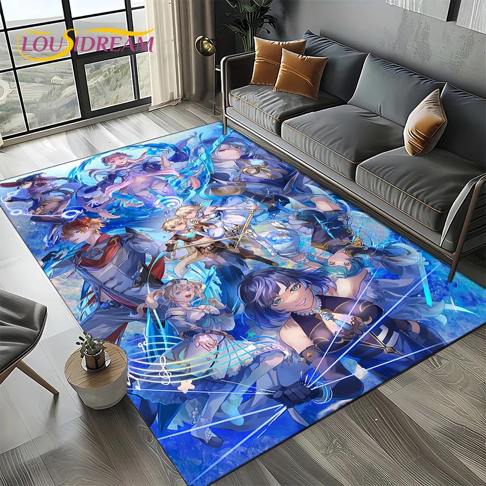 2025 New Genshin Impact Character Solo Cartoon Game Carpet Rug for Living Room Bedroom Home Sofa Decoration,Non-slip Floor Mat