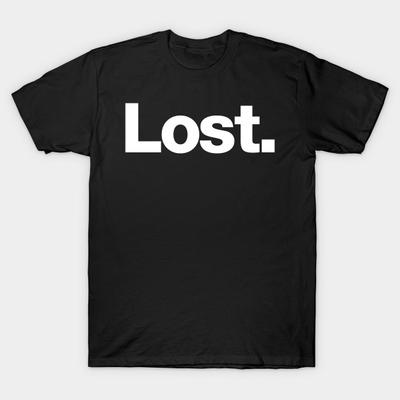 Men Black Print T-shirt Lost No-Cut Transfer Paper Print Cotton Tshirt