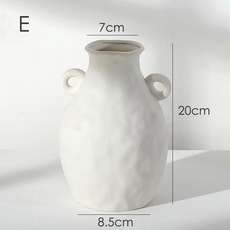 20cm White Ceramic Flower Vase Tabletop Centerpiece Ornament Home Minimalism Decoration Vase Hydroponic Container Pot