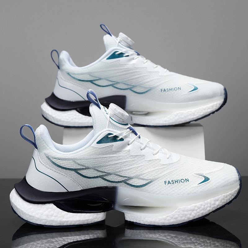 2025 New Men's Summer Rotating Button Running Sneakers Men's Breathable Thick-soled Popcorn Cushioning Running Shoes