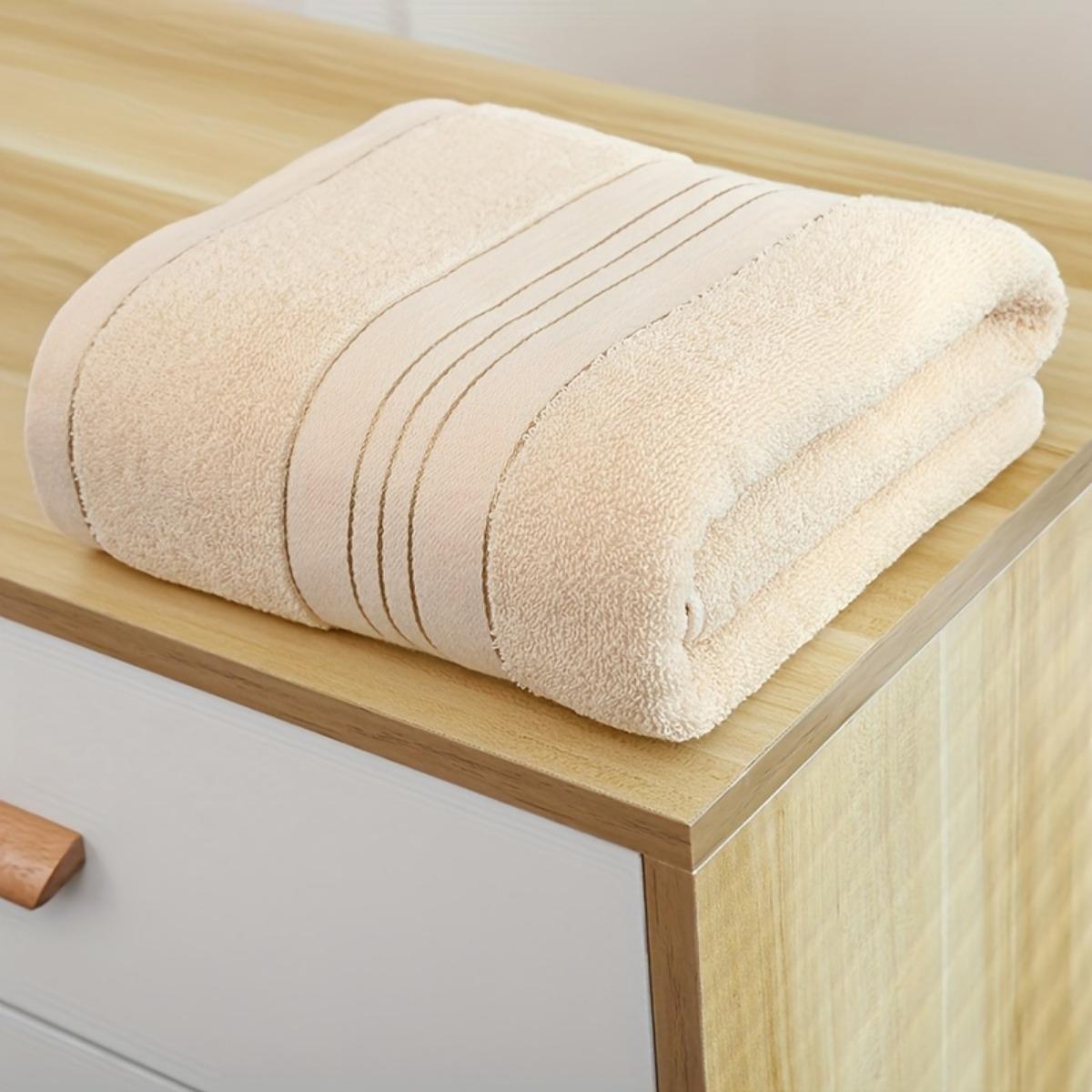 

1 шт. Банное полотенце из 100% хлопка - Супермягкое и высоко впитывающее, Современный полосатый дизайн с золотыми акцентами - Роскошное банное полотенце и пляжное полотенце 70*140cm бежевый