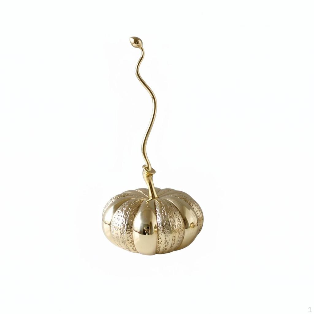 Copper Pumpkin Decor Curved Segmented Statue Lustrous Finish Autumn Harvest Pumpkins for