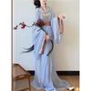 Original restauriertes Hanfu-Set für Frauen aus der Zeit der Streitenden Reiche, Zhiju, Kreuzkragen, weite Ärmel, locker, gerader Saum, Robe, traditionelles chinesisches Kostüm