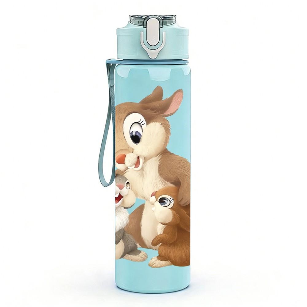 1PC Rabbit Squirrel Small Animal Group Print 750ml Color Plastic Sports Water Bottle Leakproof Flip Straw Lid Suitable for Sports Office Home Use