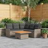 4 Piece Grey and Dark Grey PE Rattan Furniture Set with Cushions