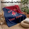 Boston Red Sox Egendefinert Flanell Kastepledd Trykk Navnet Ditt Tekst Mykt Varmt Teppe Julegave