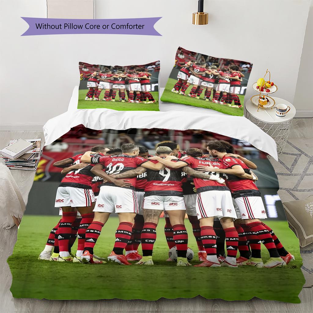 Flamengo Sports Club Pattern Bedding Home Decoration Birthday Gift (1 * duvet cover + 2 * pillowcase, without core)