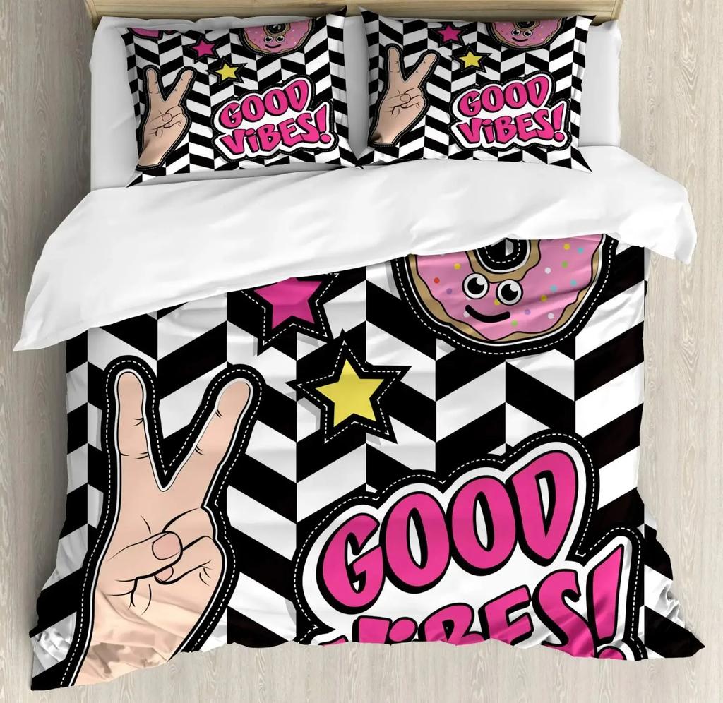 Humor Bettbezug-Set, Viele Emoticons Verschiedene Ausdrücke Alien Erbrechen Verprügelt Verliebt Vampir, Bettwäscheset King Size, Gelb