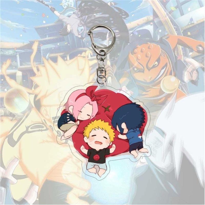 Anime Naruto Acrylic Keychain Accessaries Uzumaki Naruto Cartoon Keyring