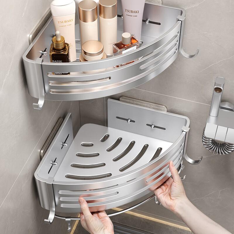 Baihan Bathroom Storage Rack, Triangle Shelf for Toilet And Washroom, No Drilling Required, Hanging Organizer, Washbasin Corner Shelf